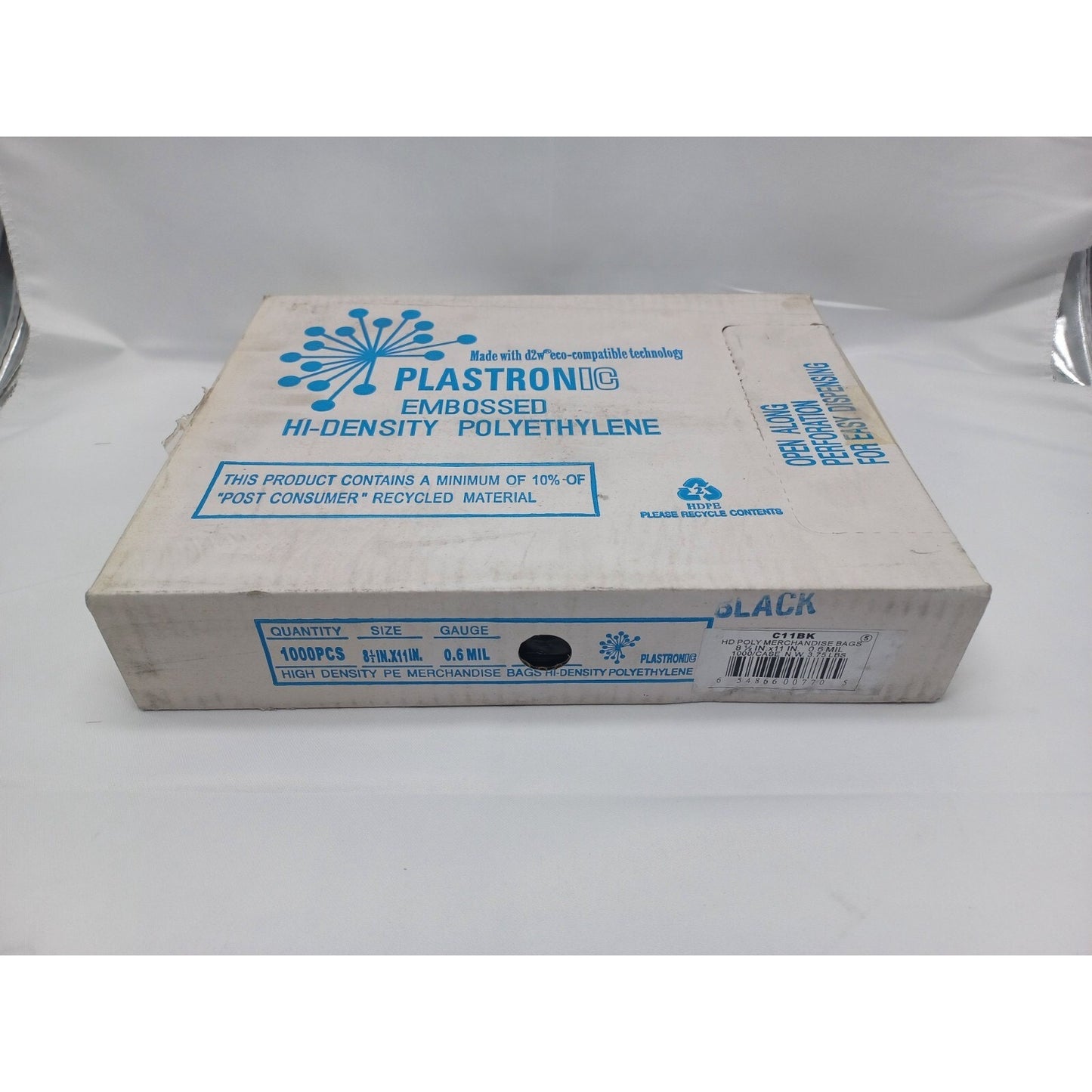 1000x Plastronic C11BK Merchandise Bag - 8 1/2" x 11", 0.6 mil HDPE, Black