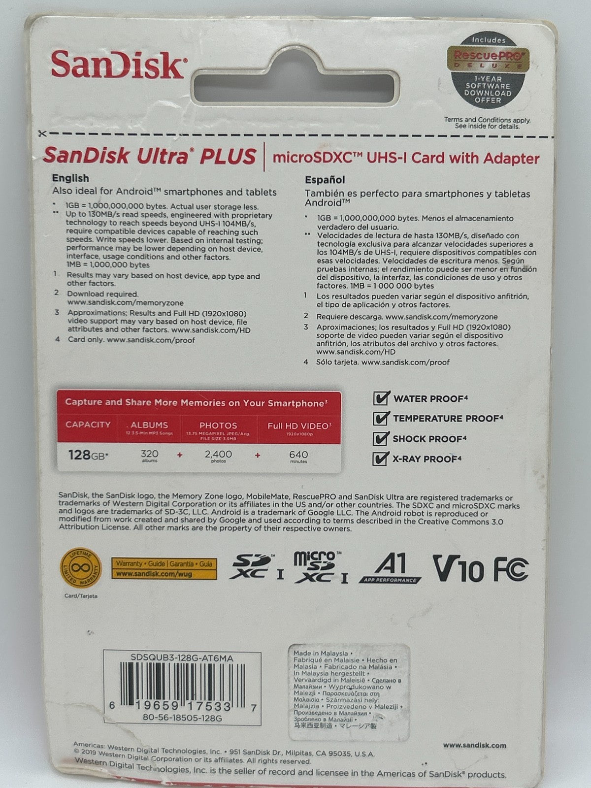 SanDisk Ultra PLUS 128GB microSDXC UHS-I Card with Adapter – New
