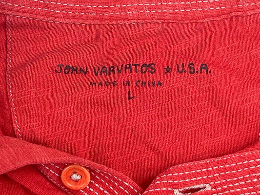 John Varvatos - Mens Polo T-Shirt - Casual - Red - Short Sleeve - Large - Used