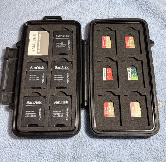 Pelican Black Memory Card Case w/ 6 SD & 6 Micro SD Cards – Waterproof