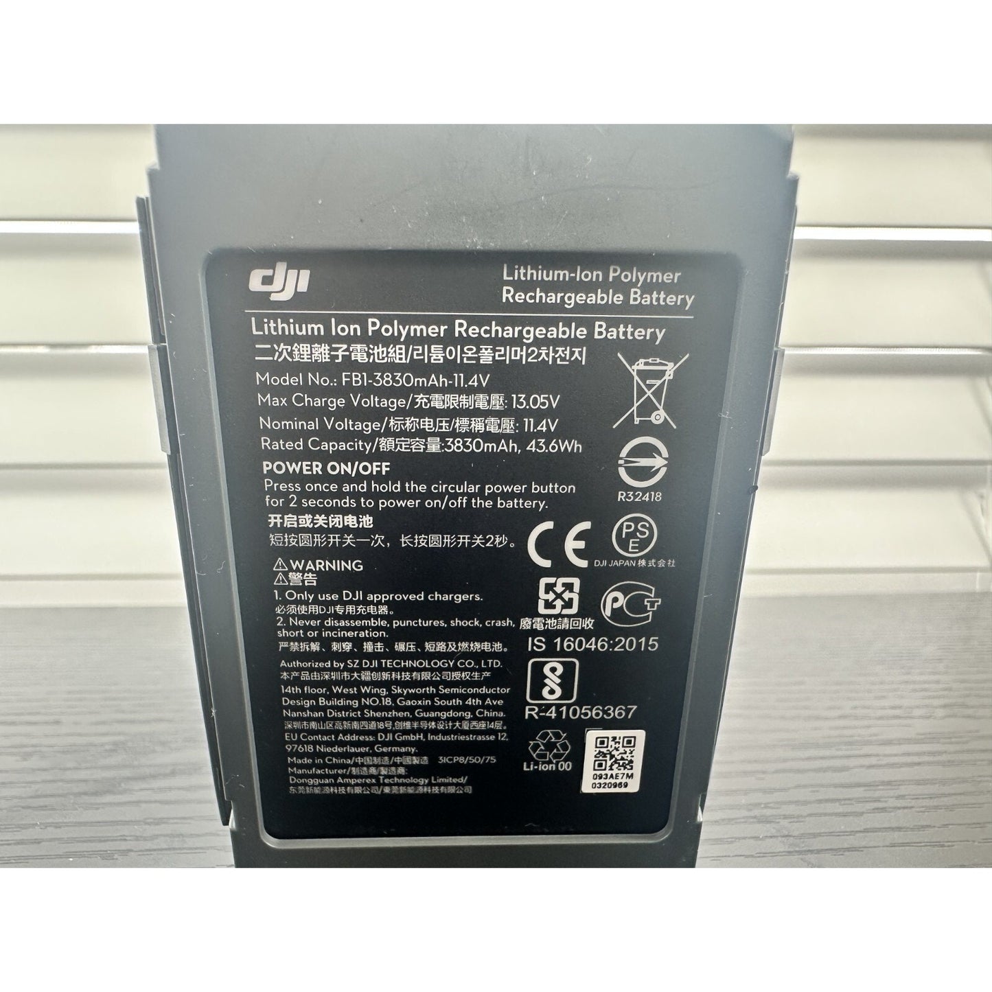 DJI Mavic Pro (M1P) (Blue Skin) Battery P/N FB1-3830mAh-11.4V - 21 Cycles