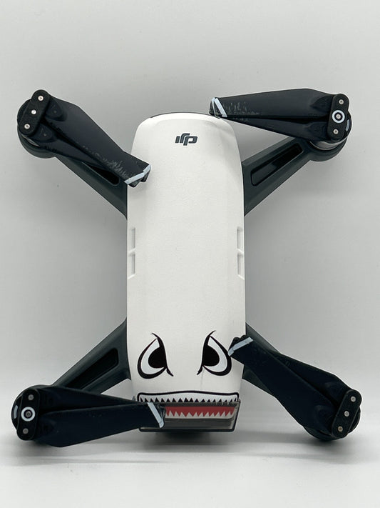 DJI Spark Drone White – Gimbal Camera Working - Tested – Shark Decal – Used