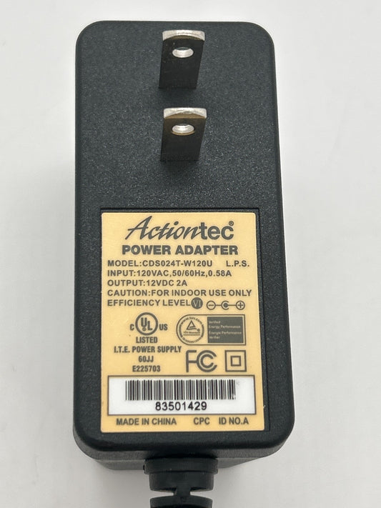 Actiontec CDS024T-W120U - 12V/2A - AC Power Adapter - Center Positive - Used