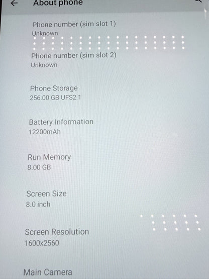 TRIPLTEK 8 Inch Pro Tablet 256GB 8GB RAM 12200mAh Tested Working
