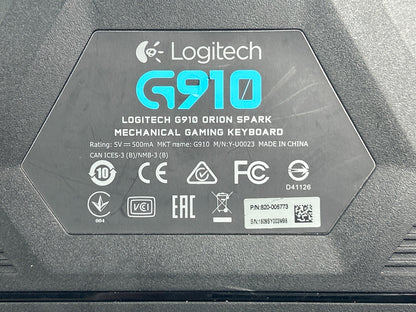 Logitech G910 Orion Spark Wired USB Gaming Keyboard Black Missing Keycaps