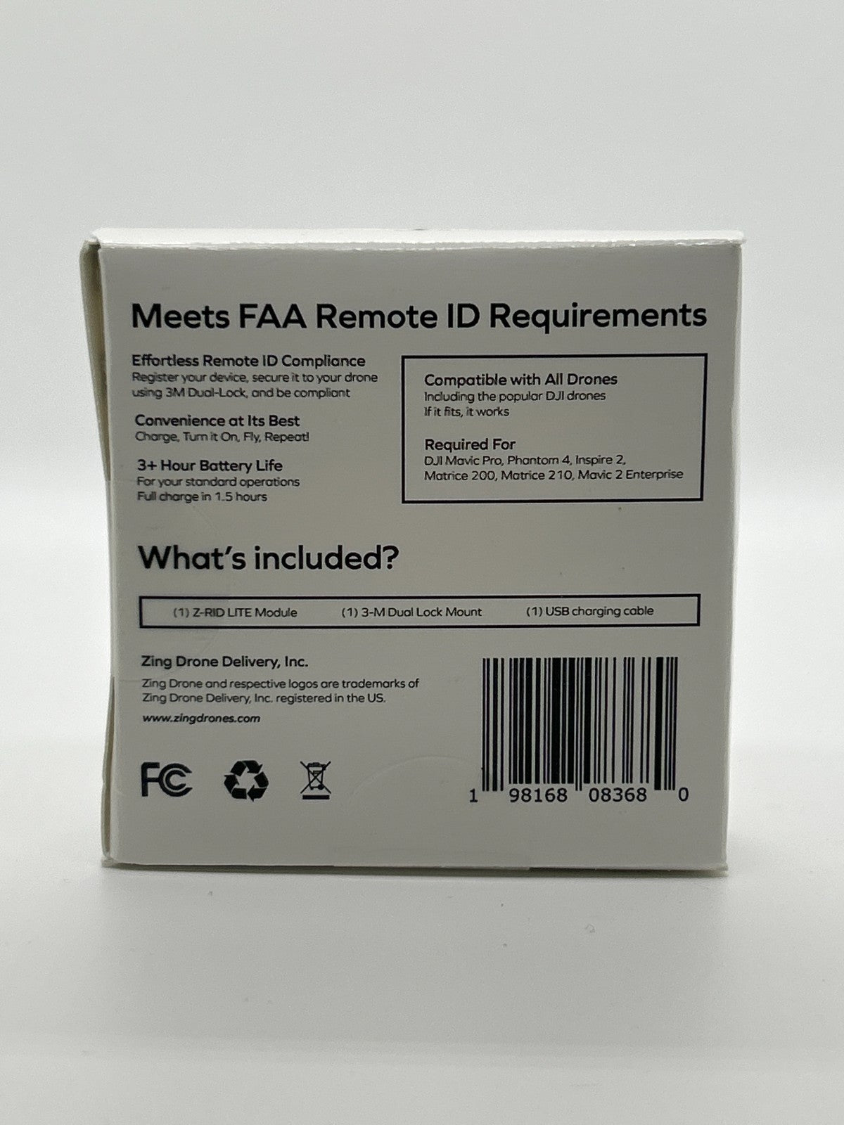 Zing Z-RID™ Lite Remote ID Broadcast Module – FAA/EASA Compliant –Sealed Box New