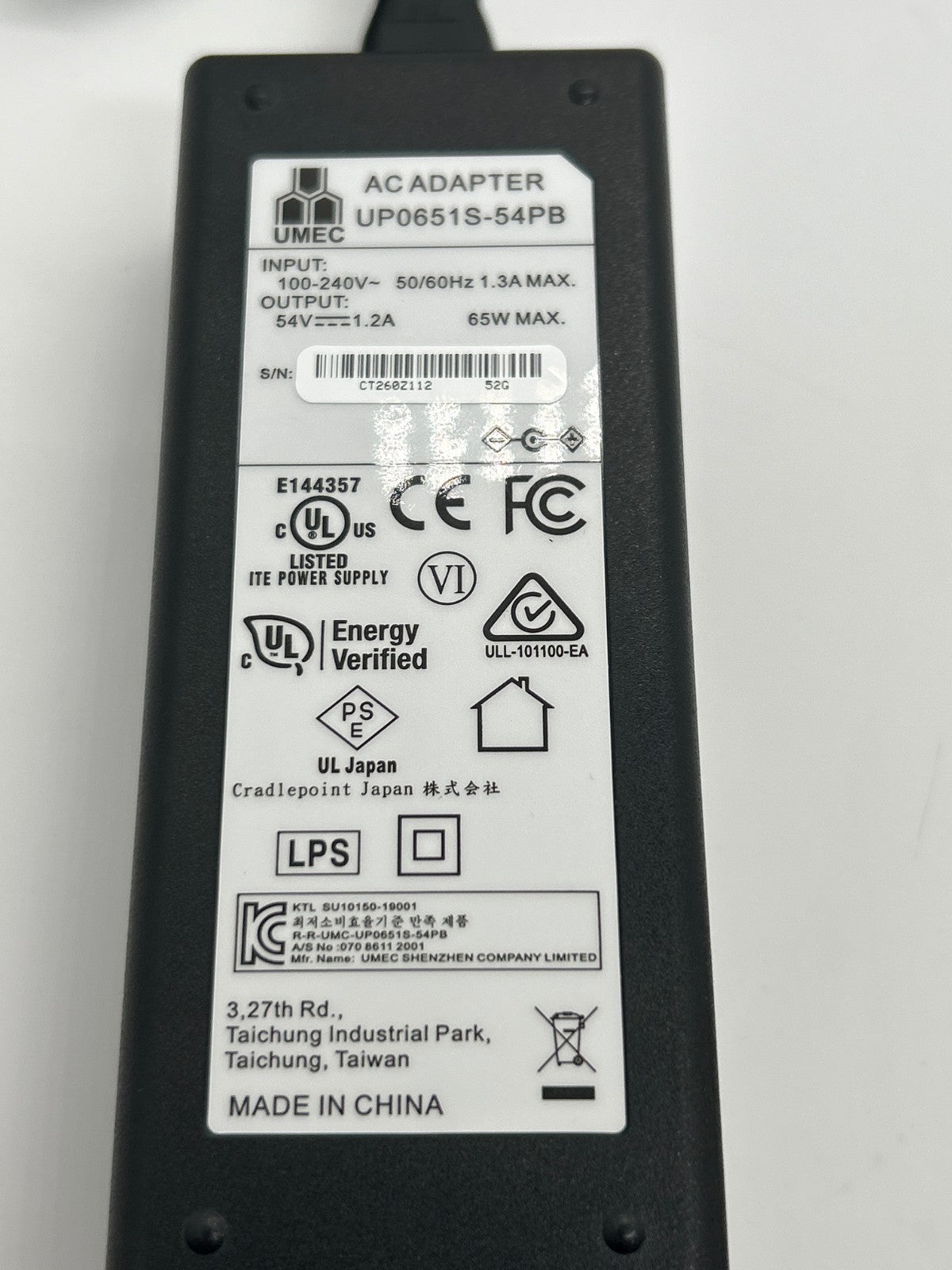 Cradlepoint AER2200 Power Supply for up to 2 Ports of PoE - Marker on Front