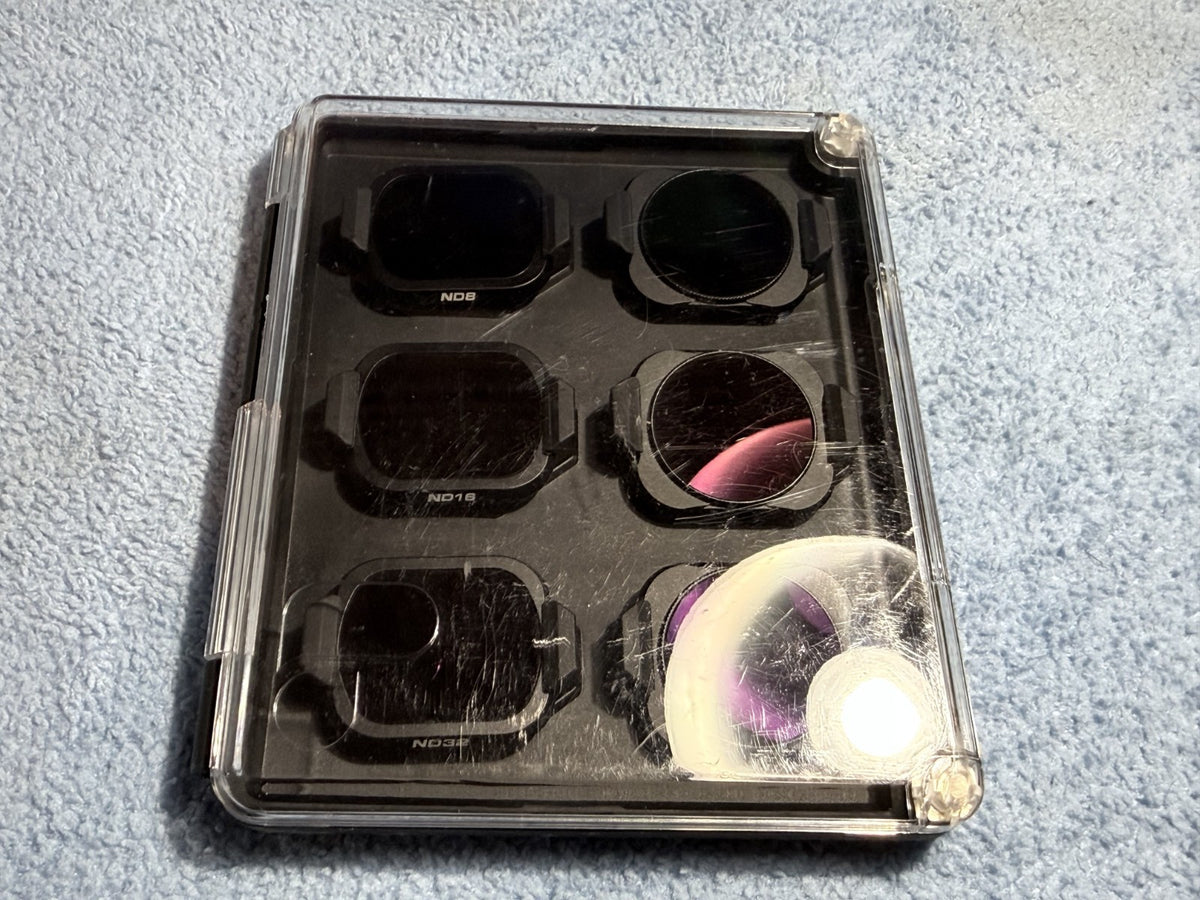 PolarPro 6x ND Filter Set ND8/16/32 & ND8PL/16PL/32PL with protective case –Used