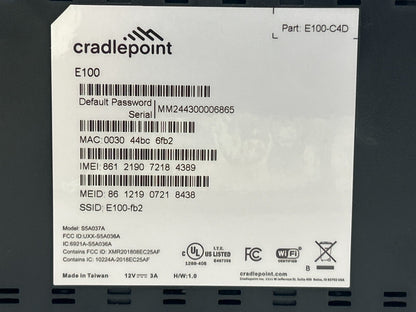 Cradlepoint E100-C4D 4G LTE Cellular Router Dual Band WiFi 1GbE Ethernet