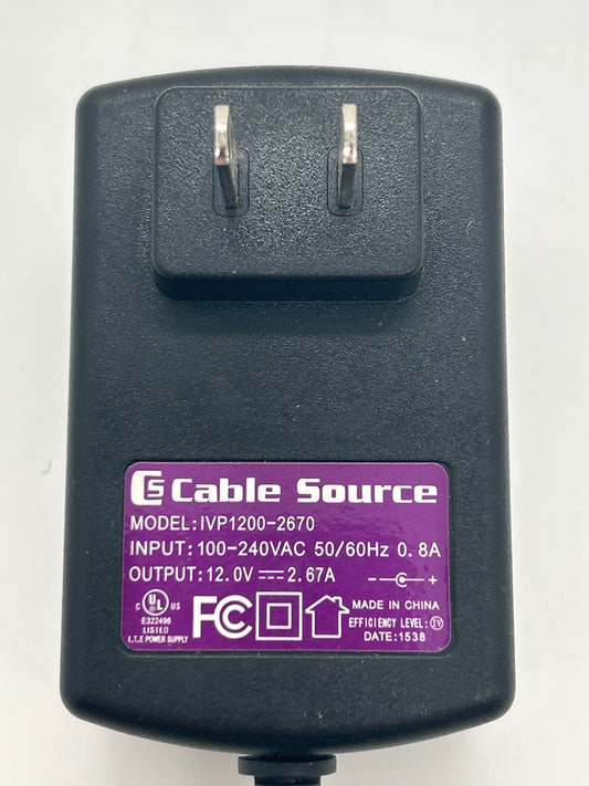 Cable Source - IVP1200-2670 - AC/DC Power Adapter - 12V 2.67A - Used