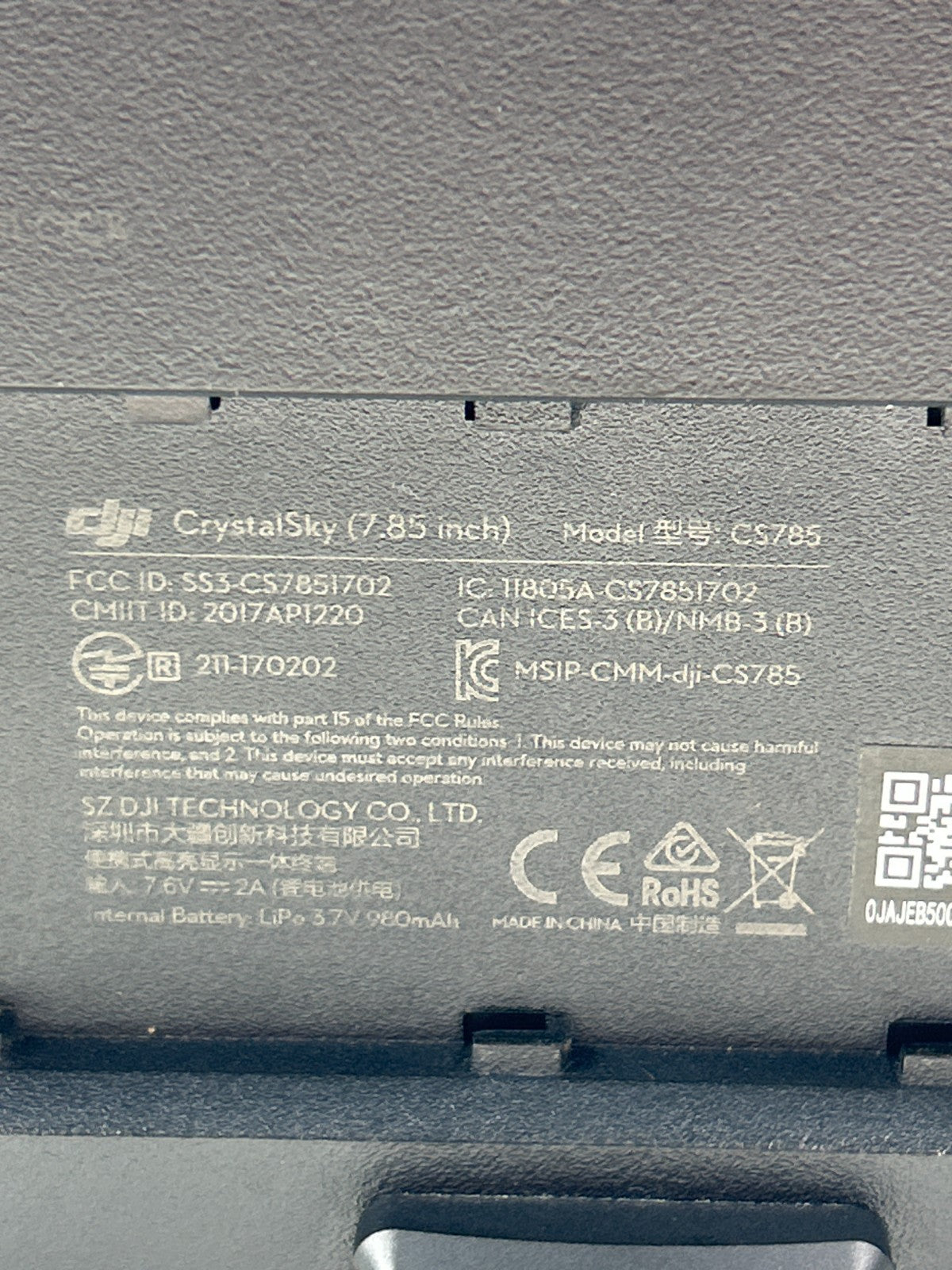 DJI CrystalSky 7.85” Monitor - Model : CS785 with Screen Cover – Used