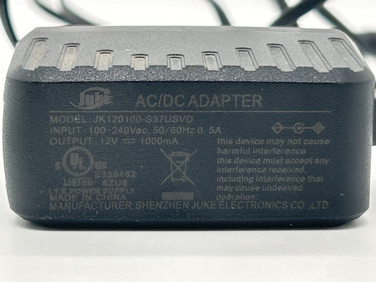Juke  AC Adapter - Model : JK120100-S37USVD12V 1A - Power Supply - Used