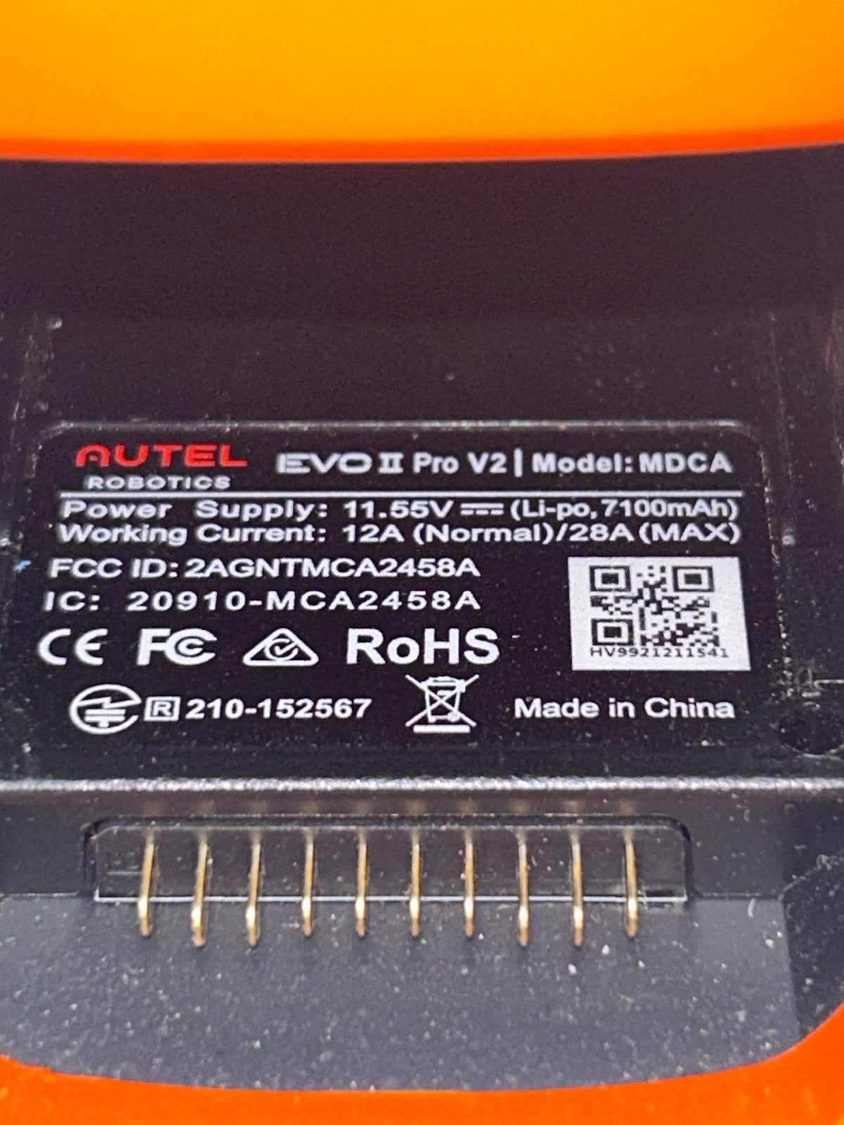 Autel EVO II V2 Drone Body Only – Black/Orange P/N MDCA - No Camera - For Parts