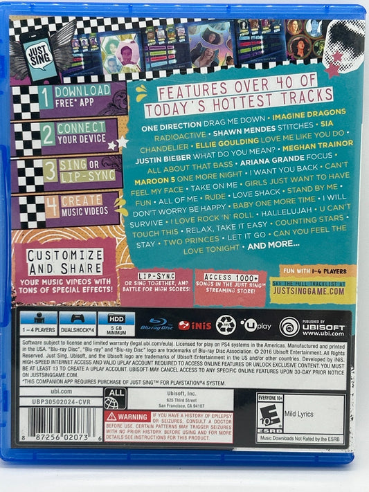 Just Sing - Standard Edition for PlayStation 4 PS4 – Music Game – Used