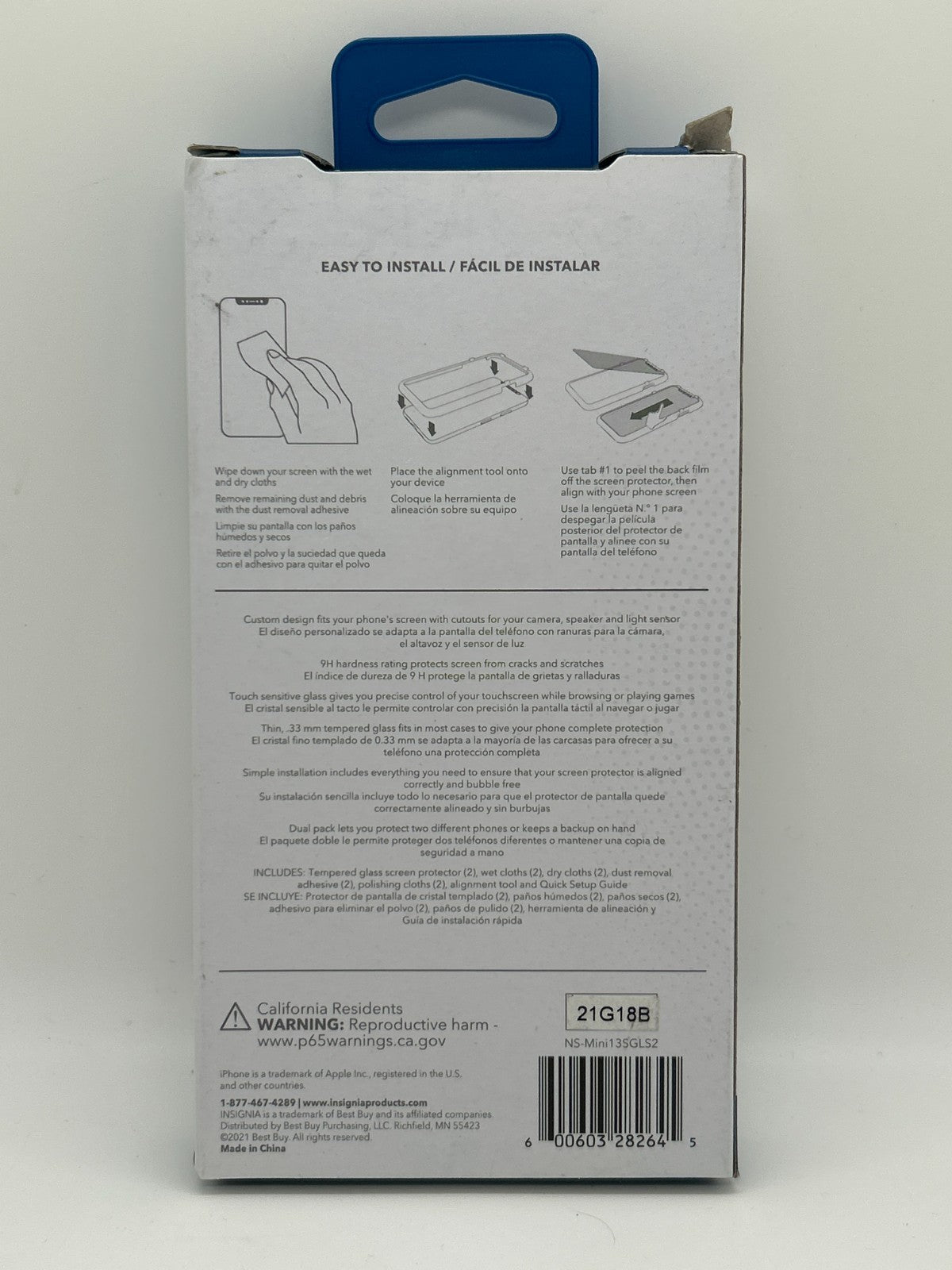 Insignia Tempered Glass Screen Protector – 2-Pack for 5.4" iPhone 12 Mini – New