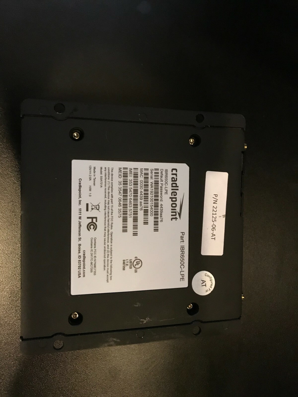 Cradlepoint LTE Router Ruggedized IBR650C-LPE - Configured for Verizon 