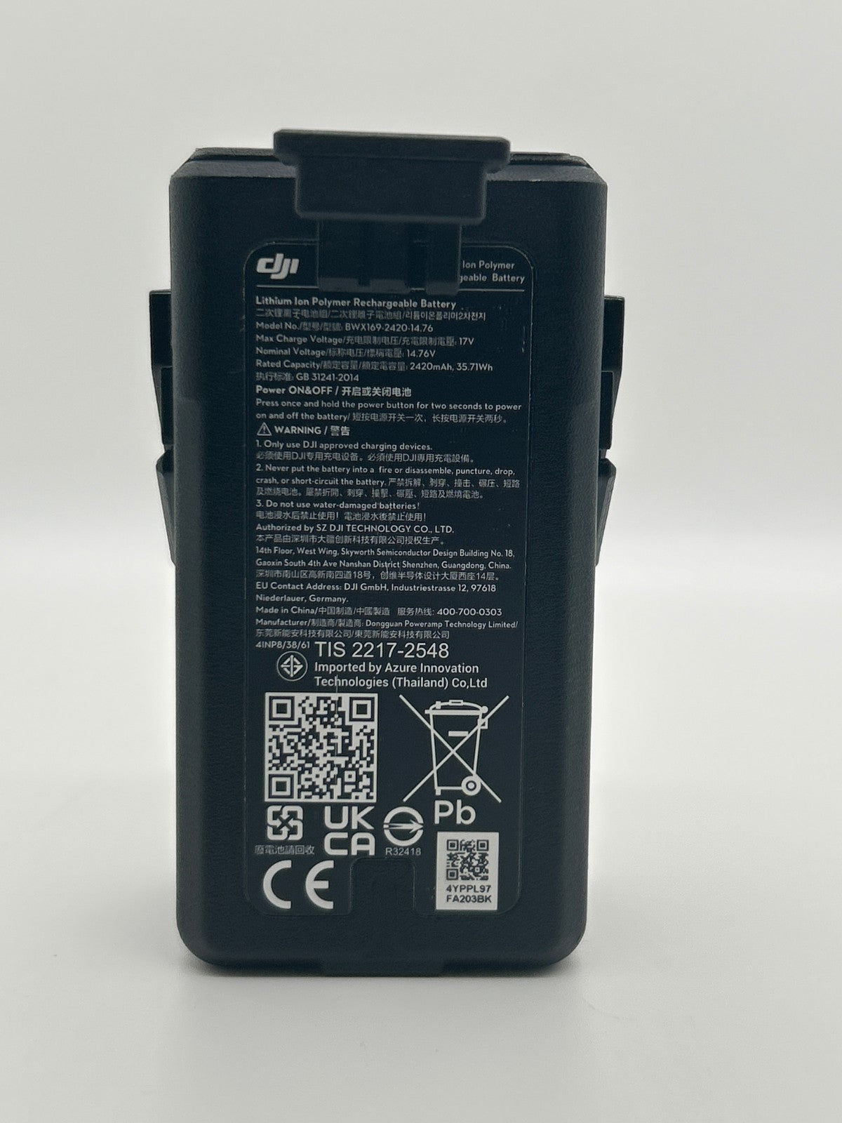 DJI Avata Intelligent Flight Battery 2420mAh BWX169-2420-14.76 Genuine OEM