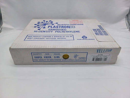 1000x Plastronic C11YE Merchandise Bag - 8 1/2" x 11", 0.6 mil HDPE, Yellow