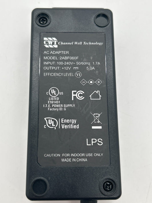 CWT Channel Well Technology AC/DC Adapter 2ABF060F 12V 5A Black Power Supply