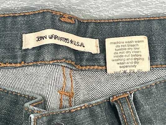 John Varvatos USA - Mens Grey Jeans - Distressed Straight Leg - Size 33 - Used