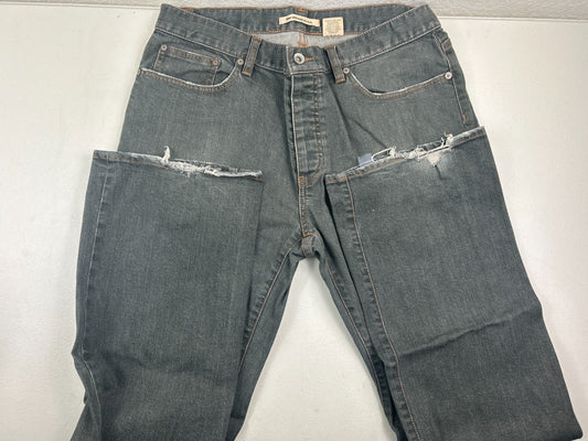 John Varvatos USA - Mens Grey Jeans - Distressed Straight Leg - Size 33 - Used