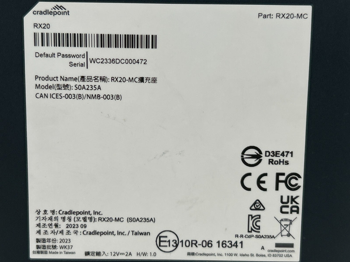 Cradlepoint RX20-MC Managed Accessory Modular Modem Expansion LTE/5G for R920