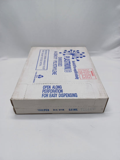 1000x Plastronic C11YE Merchandise Bag - 8 1/2" x 11", 0.6 mil HDPE, Yellow
