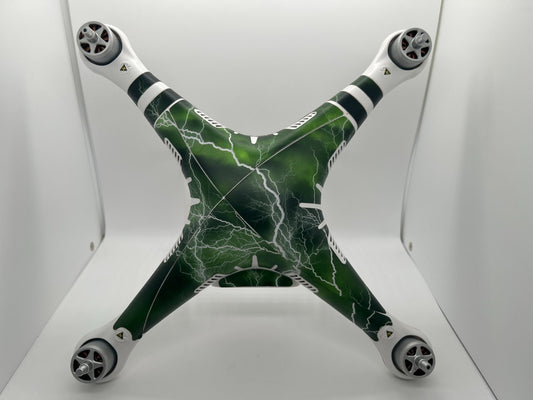 DJI Phantom 3 4K Drone Only W325 – Green Lightning Skin – For Parts