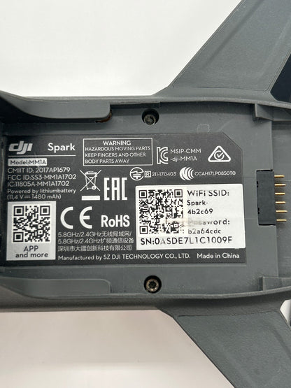 DJI Spark Drone White – Tested Working – Missing LEDS Caps - Used