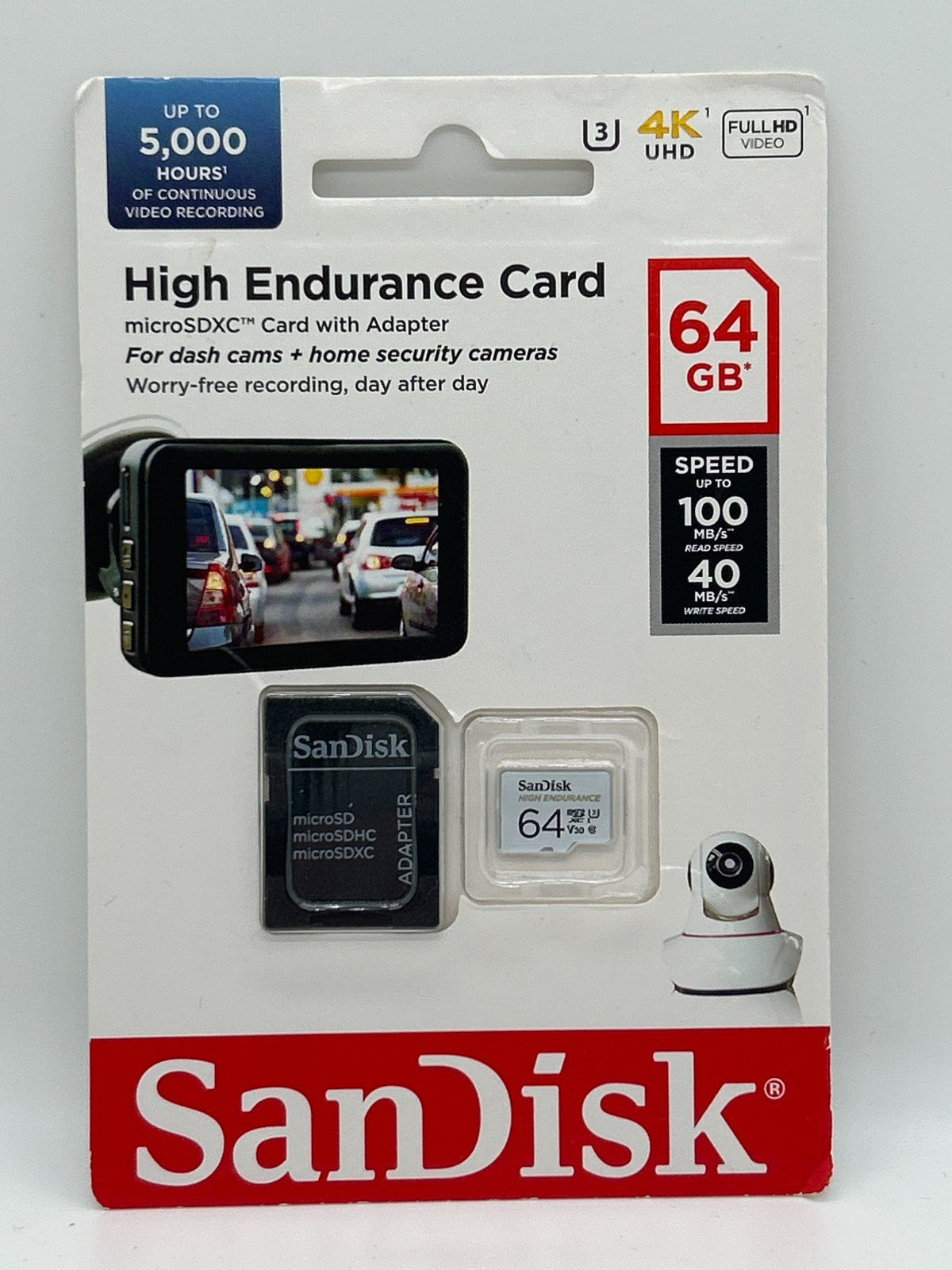 SanDisk High Endurance 64GB microSDXC UHS-I Card with SD Adapter – New
