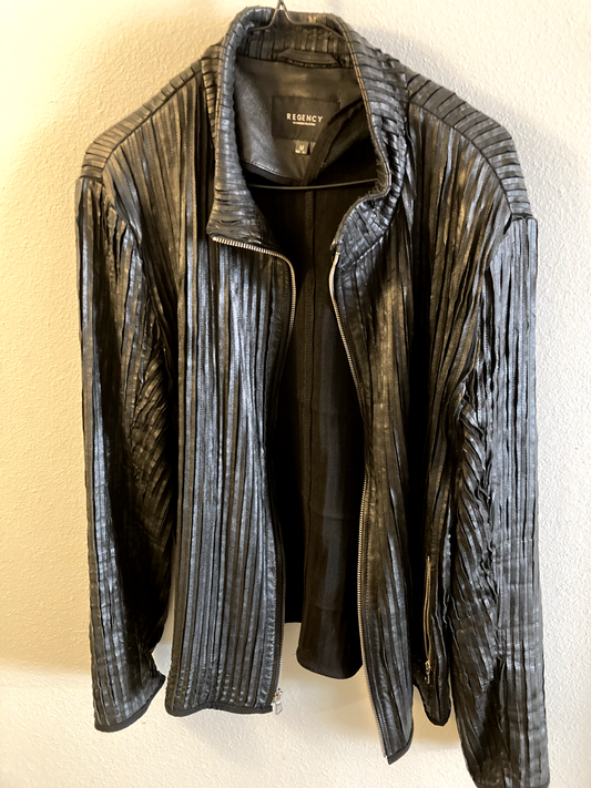 Regency Mens La Marque Collection Leather Jacket Size M Black Lambskin