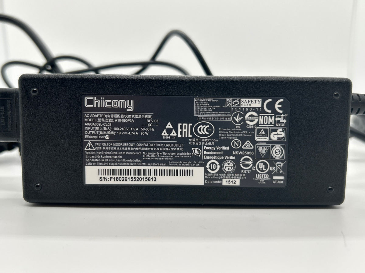 Genuine Chicony AC Power Adapter Charger A10-090P3A 19V 4.74A 90W w/ Cord