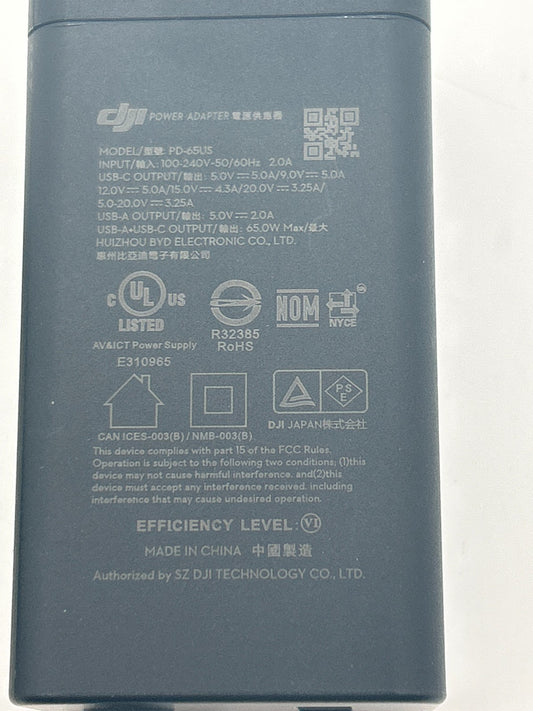 DJI PD-65W - USB-C Power Adapter Charger - PD-65US - Used