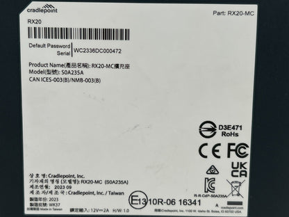 Cradlepoint RX20-MC Managed Accessory Modular Modem Expansion LTE/5G for R920