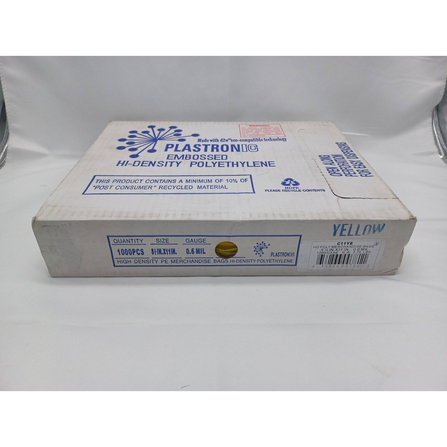 1000x Plastronic C11YE Merchandise Bag - 8 1/2" x 11", 0.6 mil HDPE, Yellow